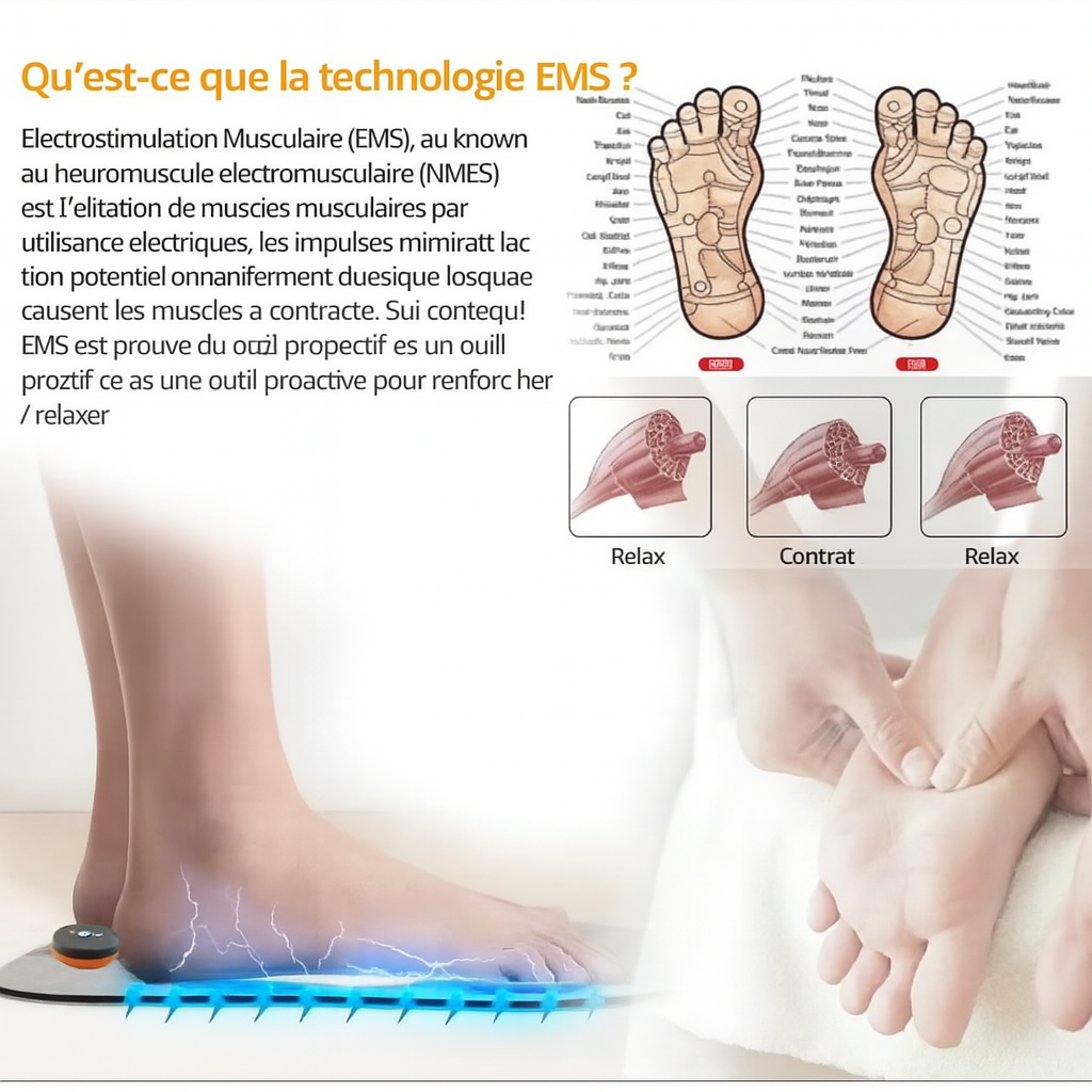 EMS Masseur de pieds, tapis de massage pliable