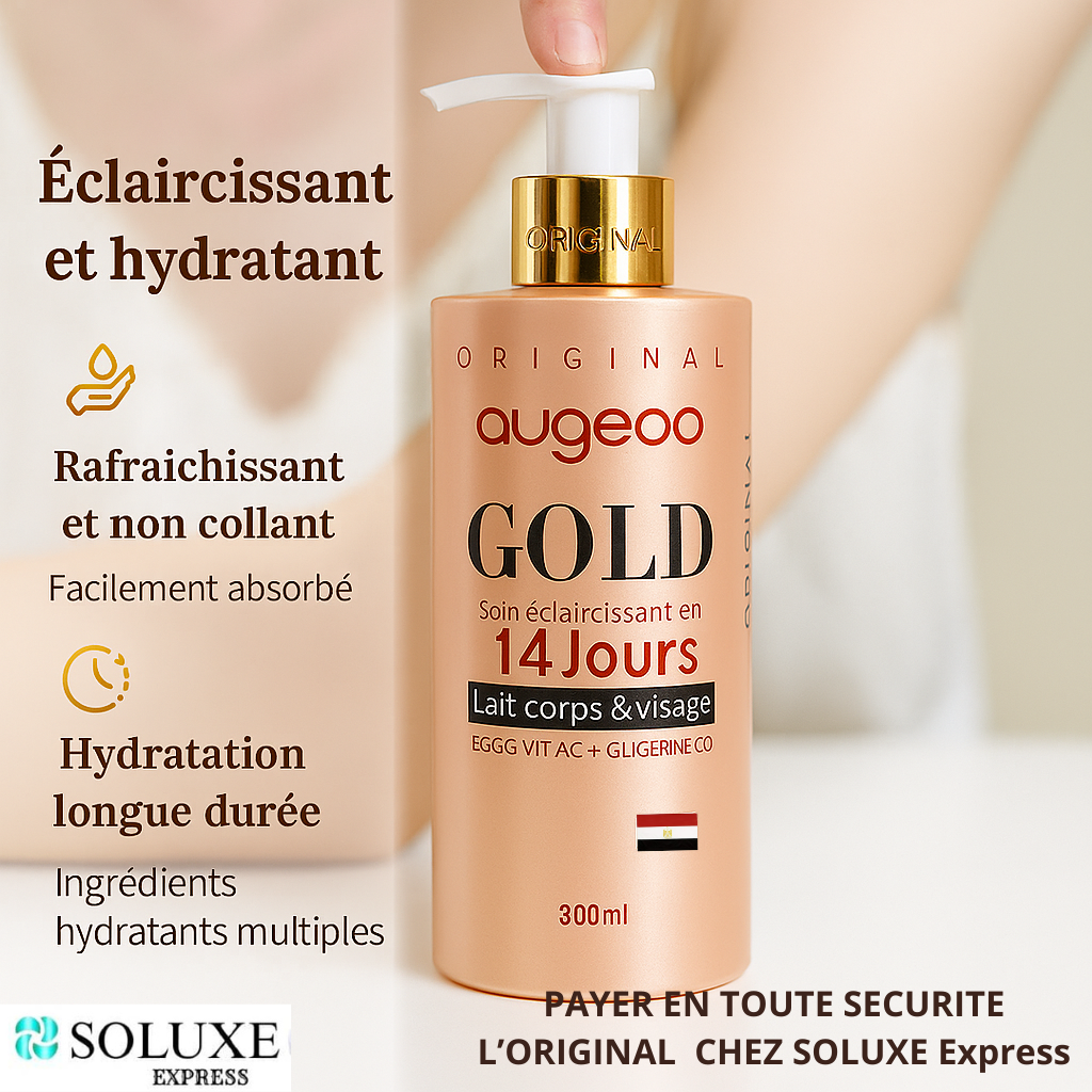 Lait Corporel Original Réparateur Purec Egyptien GOLD, Réparation Magique, Éclaircissante et Hydratante pour le Visage et le Corps.