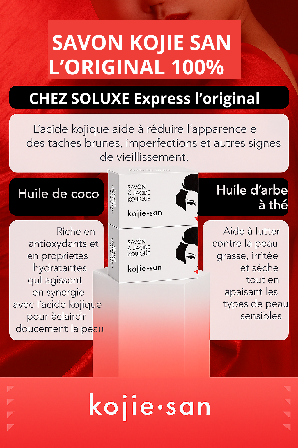 🧼Packt de 02, 03, 04 Savons Kojie san –Purifie, Nettoie et Illumine Visiblement la Peau